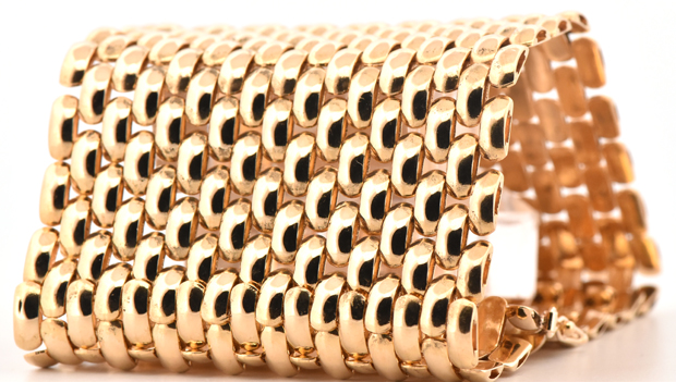 18K Yellow Gold Wide Mesh Bracelet