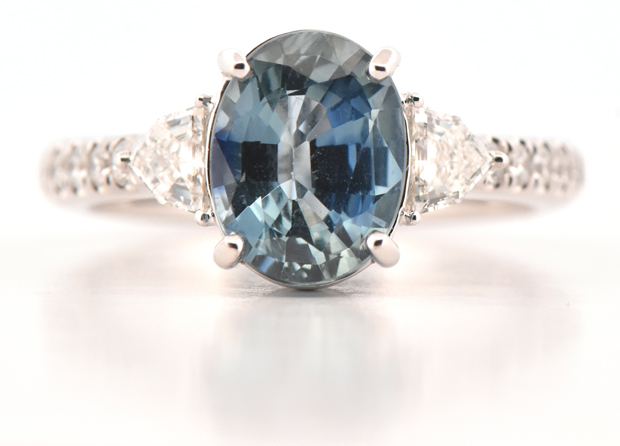 18K White Gold Sapphire Ring, SGL #240418F-SJ
