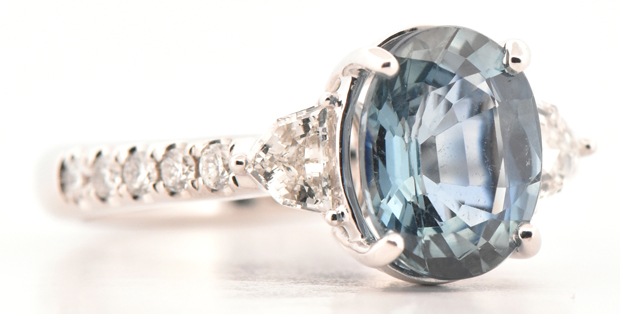 18K White Gold Sapphire Ring, SGL #240418F-SJ