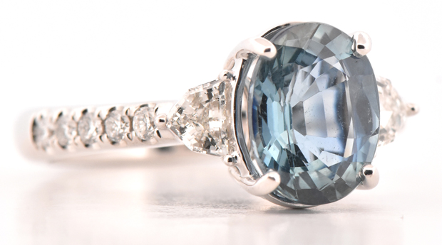 18K White Gold Sapphire Ring, SGL #240418F-SJ
