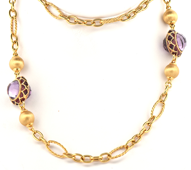 14K Yellow Gold Amethyst Necklace