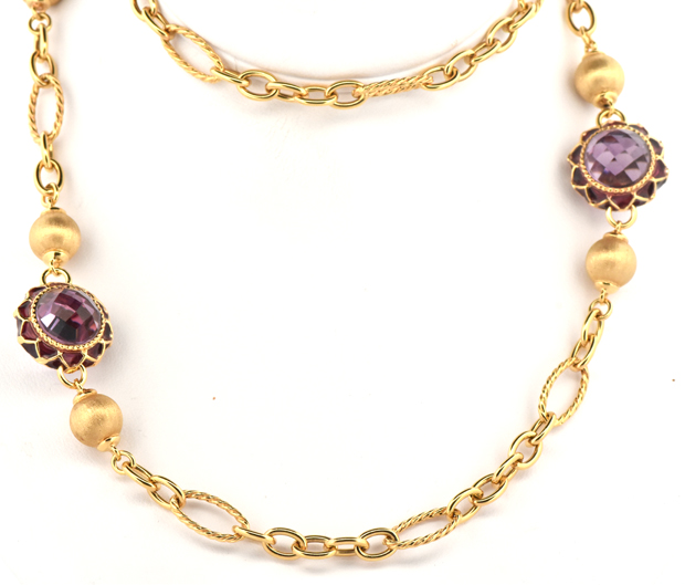 14K Yellow Gold Amethyst Necklace