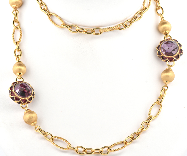 14K Yellow Gold Amethyst Necklace