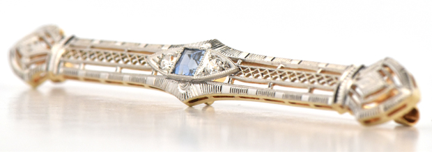14K and Platinum Vintage Pin 