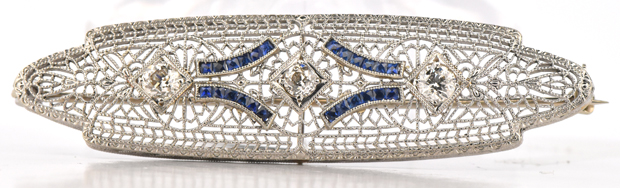 14K White Gold Vintage Pin 