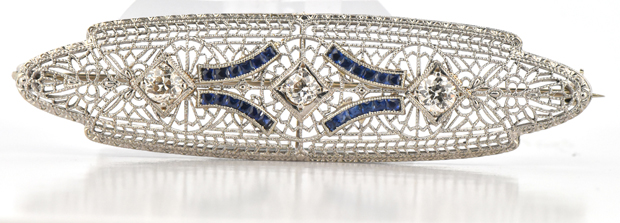 14K White Gold Vintage Pin 