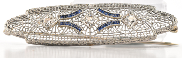 14K White Gold Vintage Pin 