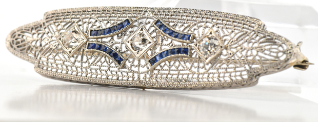 14K White Gold Vintage Pin 