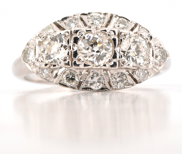14K White Gold Diamond Ring 