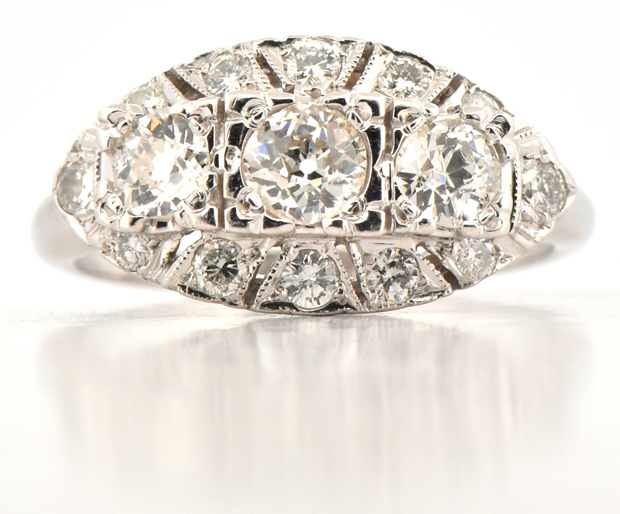 14K White Gold Diamond Ring 