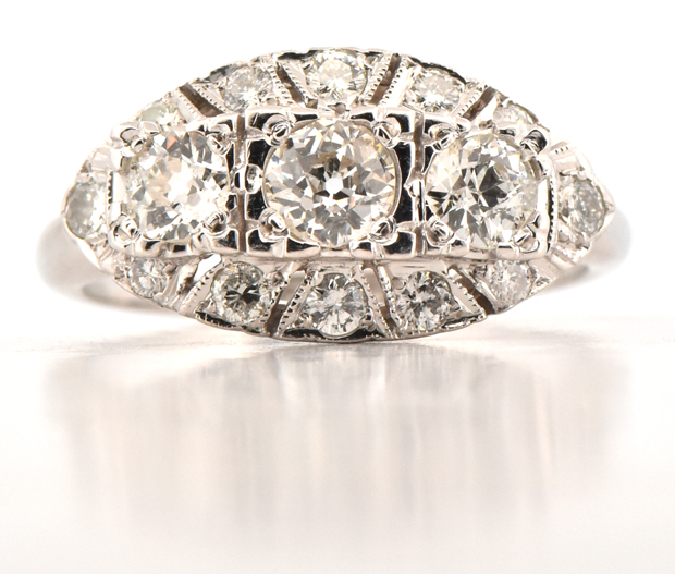 14K White Gold Diamond Ring 
