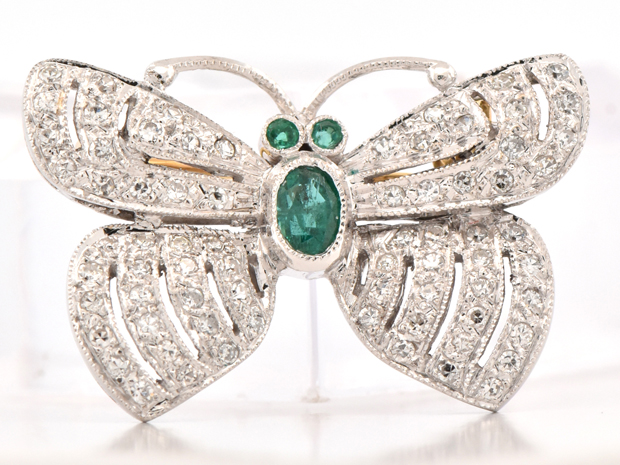 18K White Gold Butterly Pin