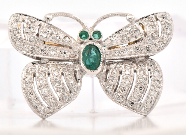 18K White Gold Butterly Pin