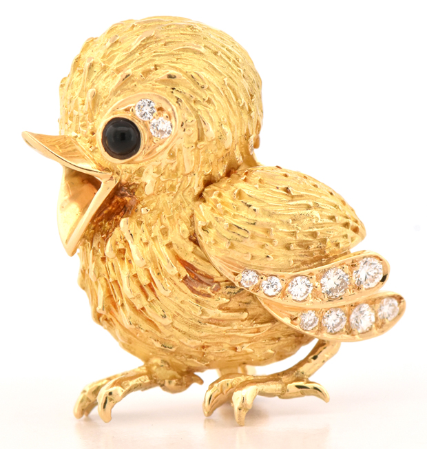 18K Yellow Chick Pin
