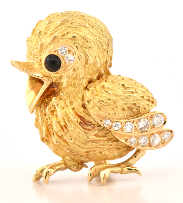 18K Yellow Chick Pin
