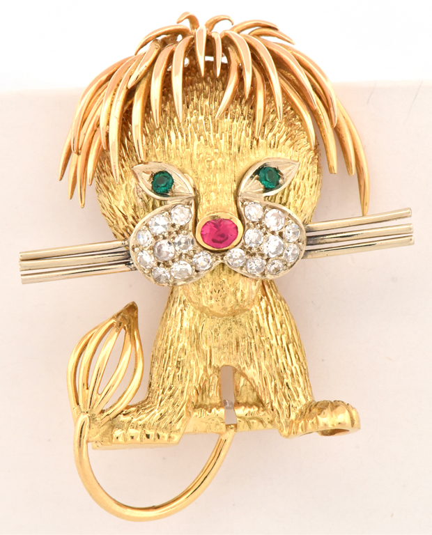 14K Yellow Gold Lion Cub Pin