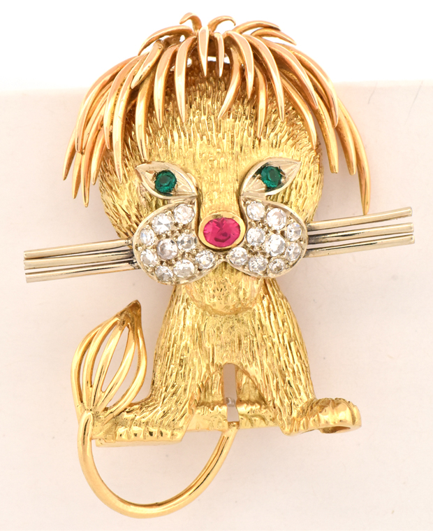 14K Yellow Gold Lion Cub Pin