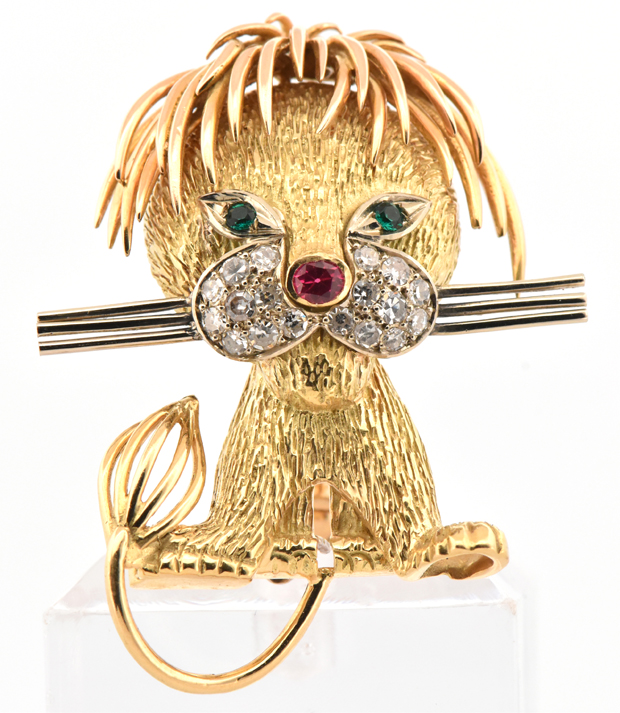14K Yellow Gold Lion Cub Pin