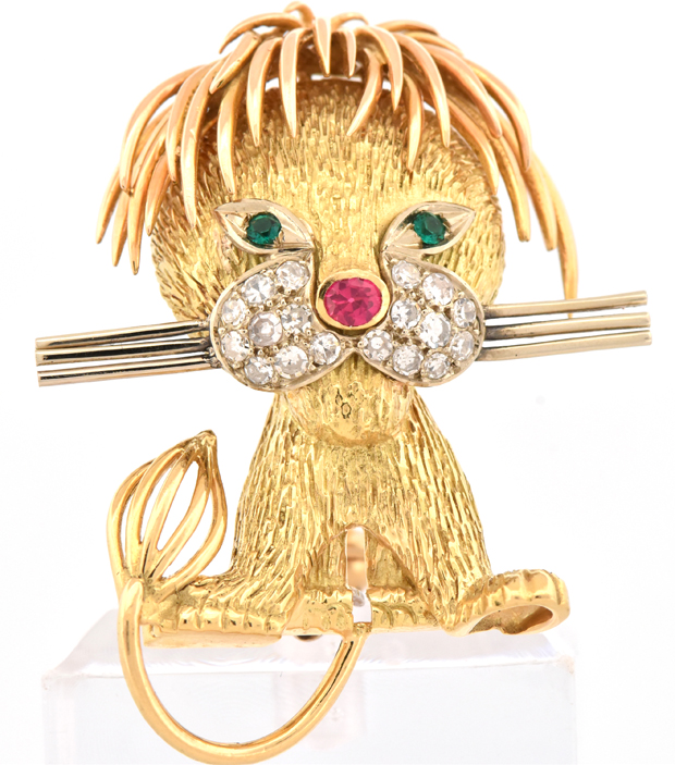 14K Yellow Gold Lion Cub Pin