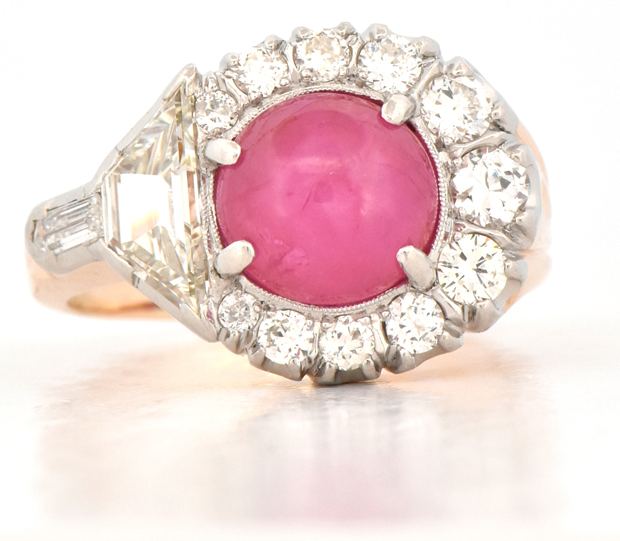 14K and Platinum Pink Star Sapphire Ring 