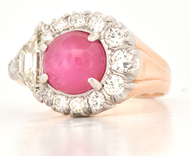 14K and Platinum Pink Star Sapphire Ring 