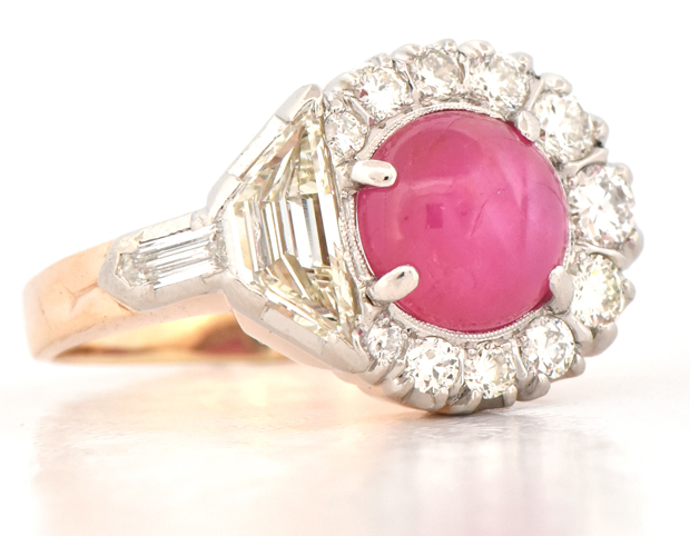 14K and Platinum Pink Star Sapphire Ring 