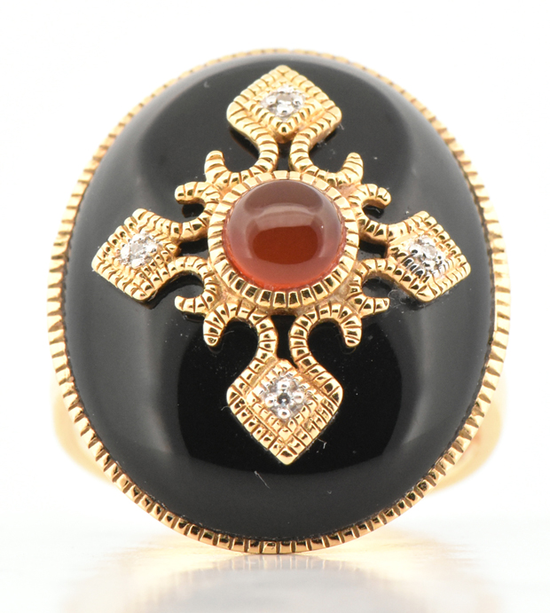 18K Yellow Gold Onyx Ring