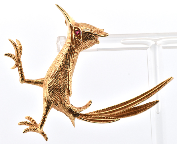 14K Yellow Gold Roadrunner Pin 