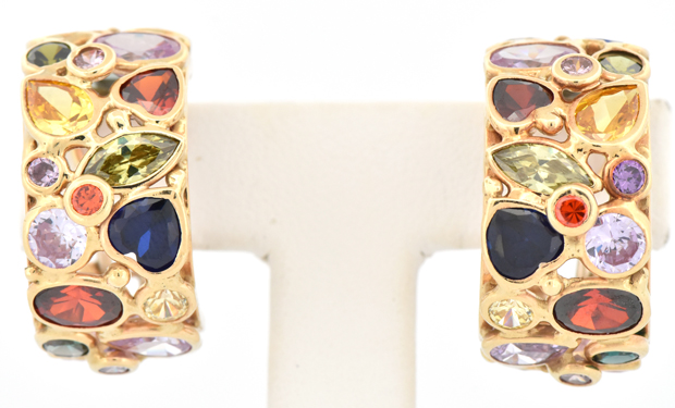 14K Yellow Gold Gemstone Earrings 