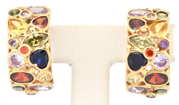 14K Yellow Gold Gemstone Earrings 