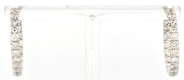 14K White Diamond Hoop Earrings