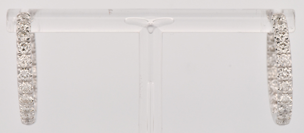 14K White Diamond Hoop Earrings