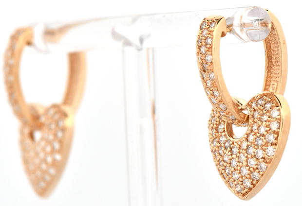 14K Yellow Gold Heart Dangle Earrings