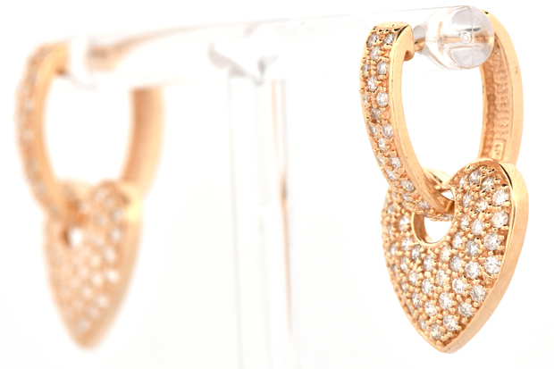 14K Yellow Gold Heart Dangle Earrings