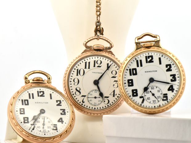 Three Men’s Hamilton Pocket Watches 