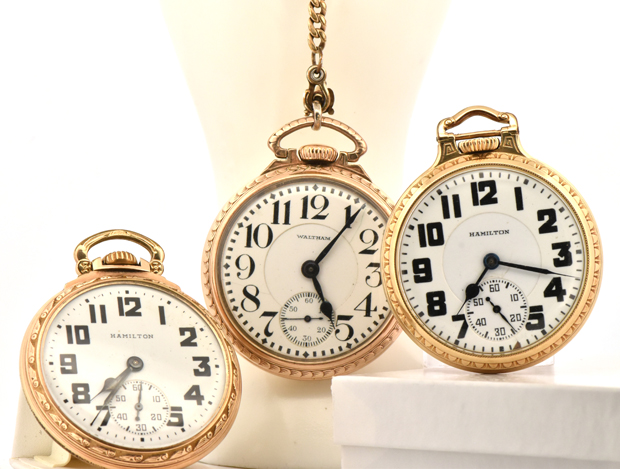 Three Men’s Hamilton Pocket Watches 