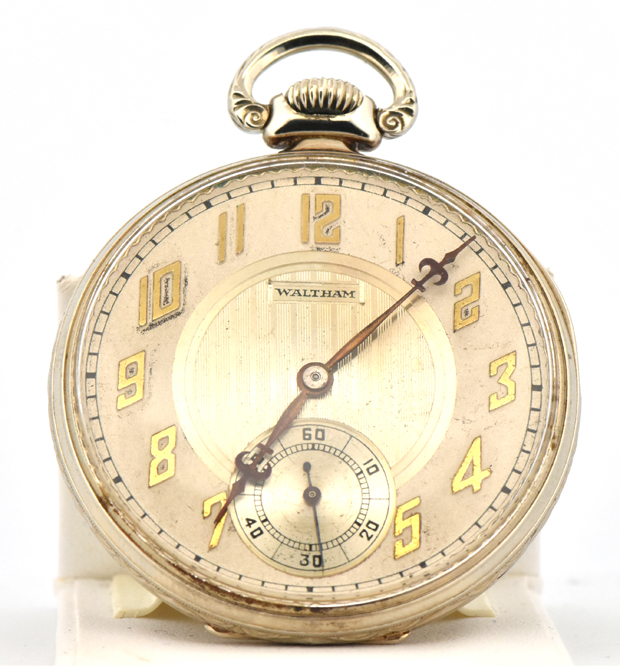 14K White Gold Man's Waltham Pocket Watch
