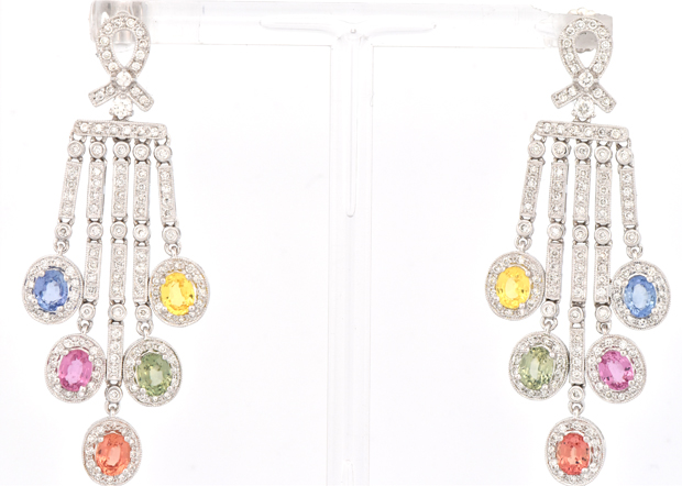 14K White Gold Gemstone Earrings