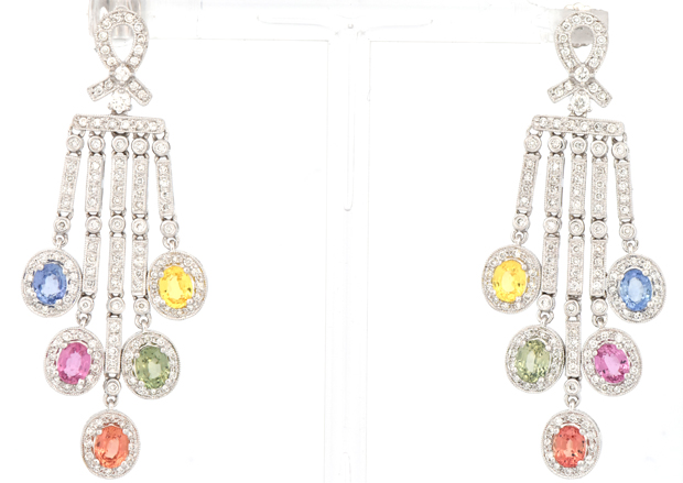 14K White Gold Gemstone Earrings