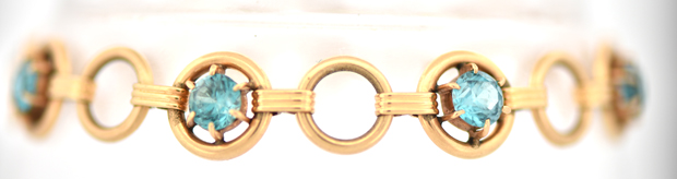 14K Yellow Gold Blue Zircon Bracelet, SGL #240827N-SJ