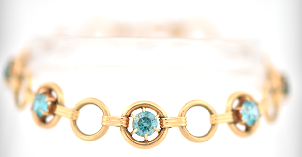 14K Yellow Gold Blue Zircon Bracelet, SGL #240827N-SJ