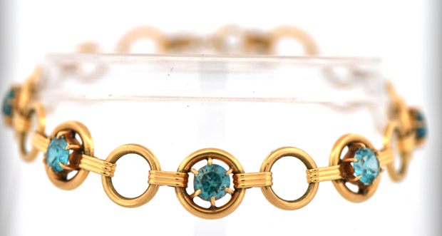 14K Yellow Gold Blue Zircon Bracelet, SGL #240827N-SJ