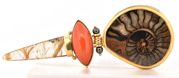 18K Yellow Gold Coral Pendant, SGL #240827R-SJ
