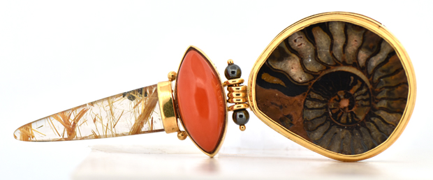 18K Yellow Gold Coral Pendant, SGL #240827R-SJ