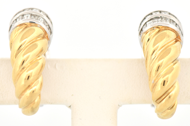 18K Two-Tone Diamond Earrings