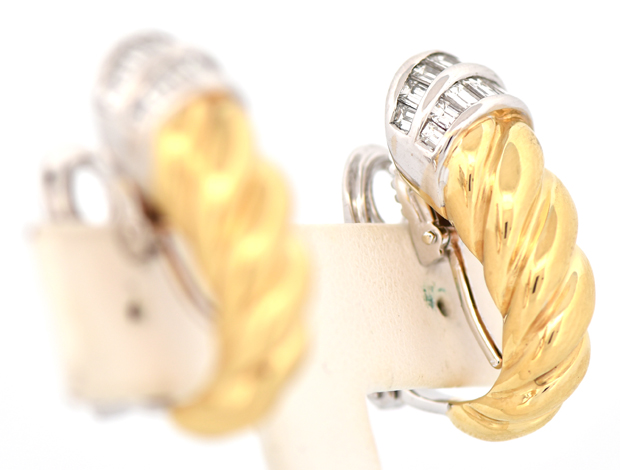 18K Two-Tone Diamond Earrings