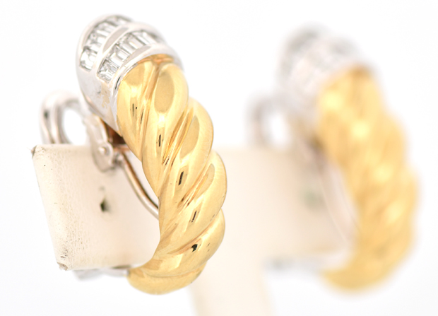 18K Two-Tone Diamond Earrings