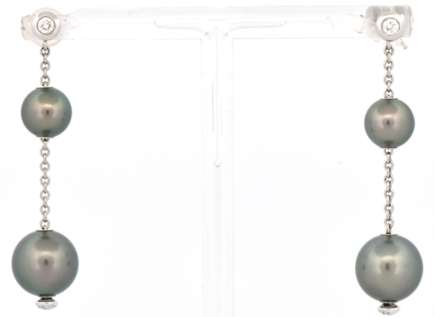 18K White Gold Tahitian Pearl Earrings, SGL #240604J-SJ