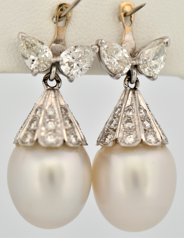 14K White Gold Pearl and Diamond Jackets, GIA #6237079678