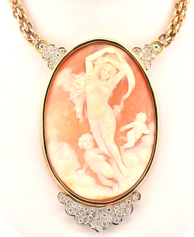 14K Yellow Gold Cameo Necklace
